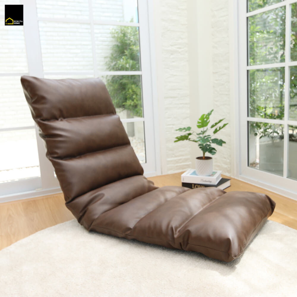 โซฟานั่งพื้นปรับได้ 3 ตำแหน่ง 6 ระดับ RENITA HOME รุ่น RINA PLUS หนัง Premium PU สีน้ำตาลเข้ม 50x140ซม._10